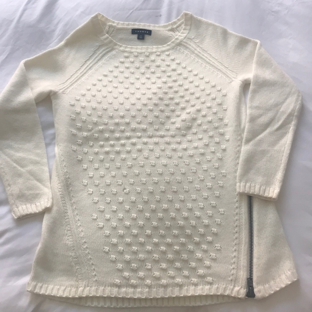 Trouve Long Cream Zip Sweater
